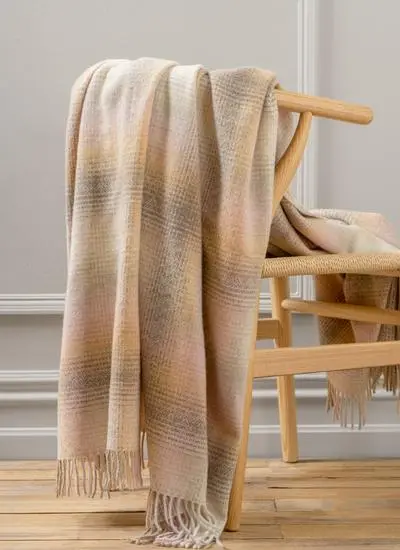 Pink Sands Check Lambswool Throw 